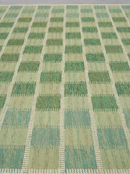 Barbro Nilsson, A CARPET, Schackrutan grön", flat weave, ca 267 x 206,5 cm, signed AB MMF BN.