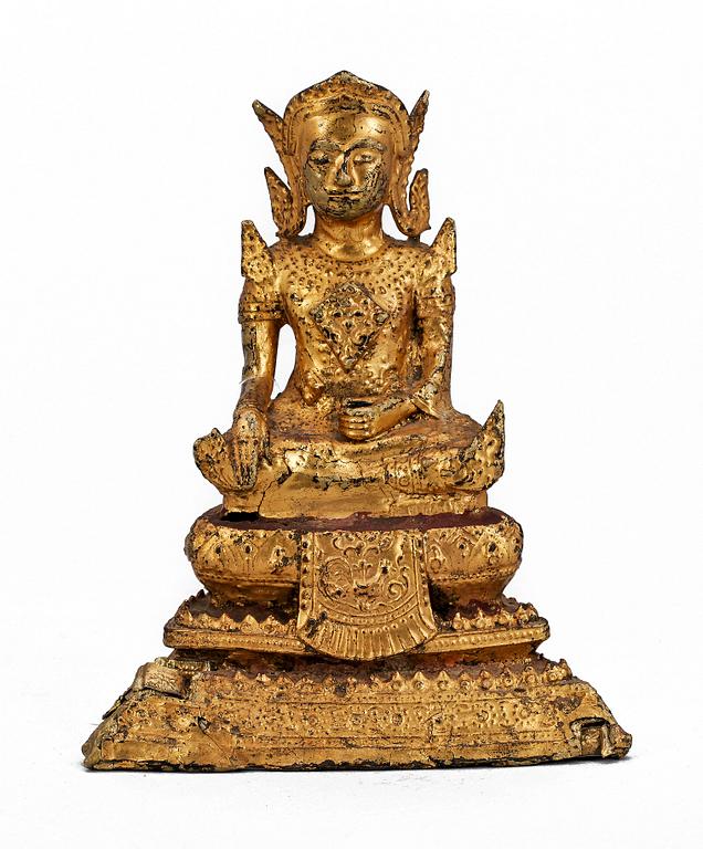 BUDDHASTATYETT, brons, sydostasien  troligen 1800-tal.