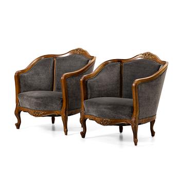 Armchairs, a pair, Rococo style, 20th century.