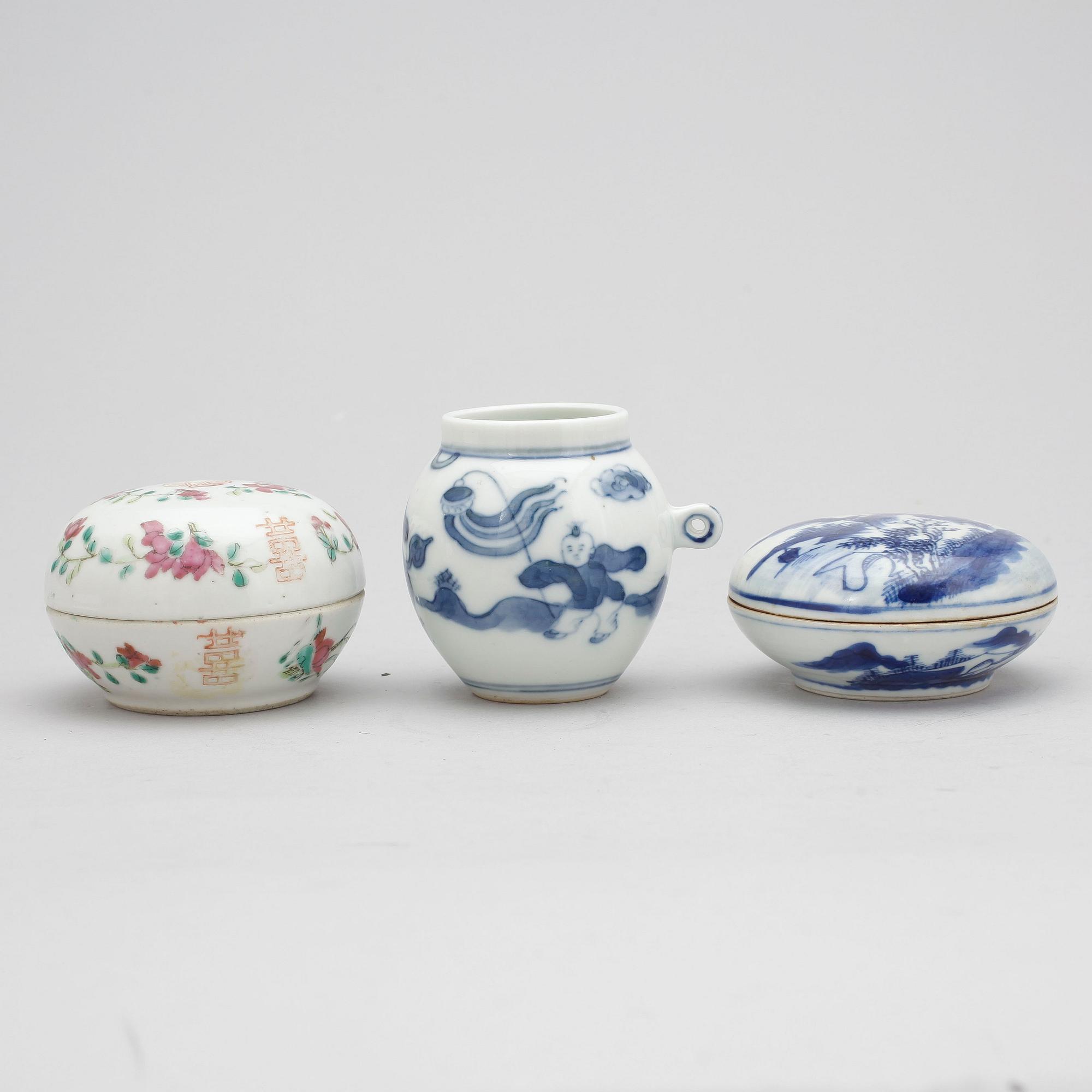PARTI PORSLIN, 3 delar, Kina, 1800-1900-tal.