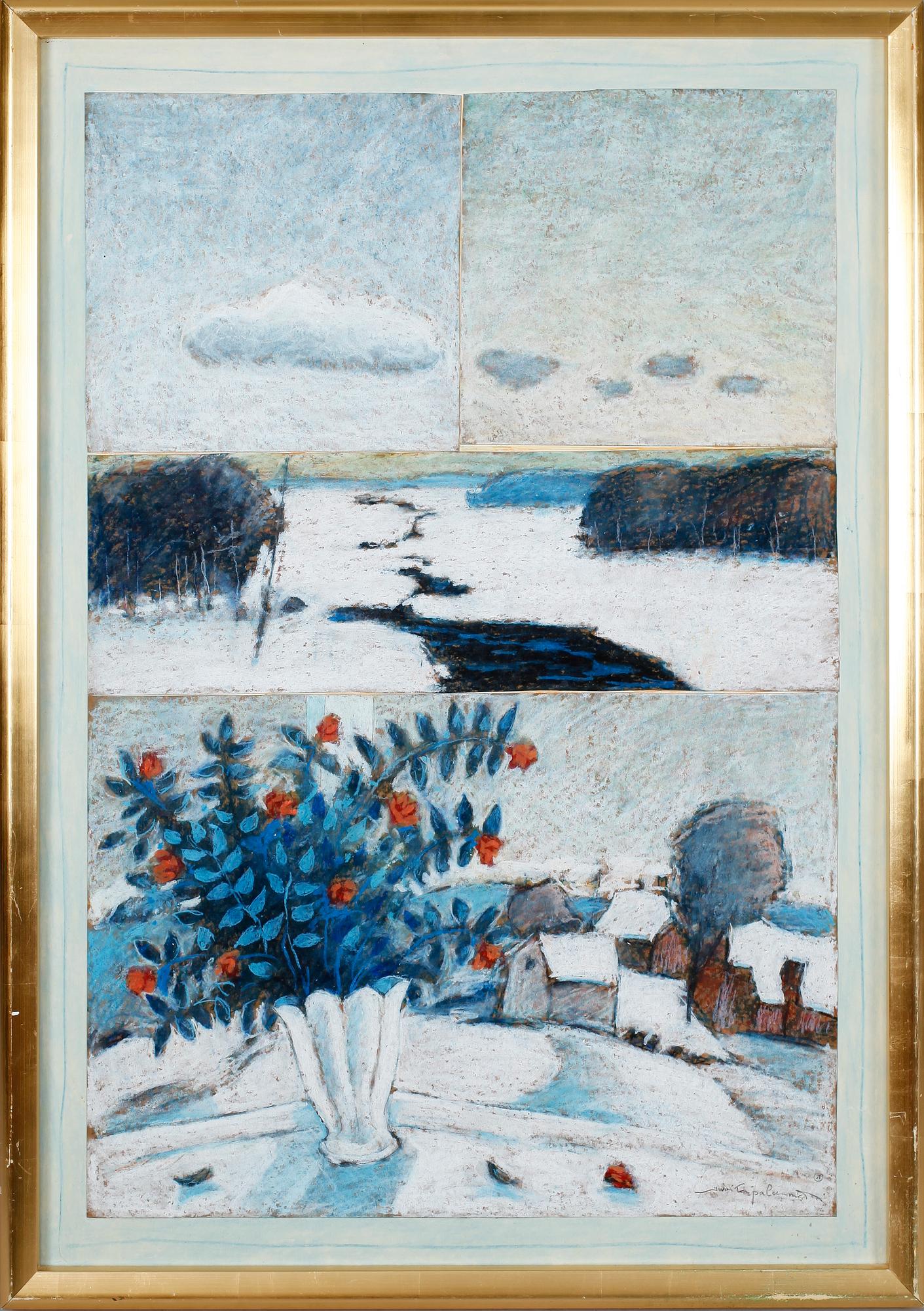 JUSSI TAIPALEENMÄKI, collage, olja på pannå, signerad.