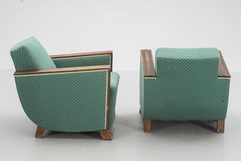 FÅTÖLJER, ett par, Art deco, 1900-talets första hälft.