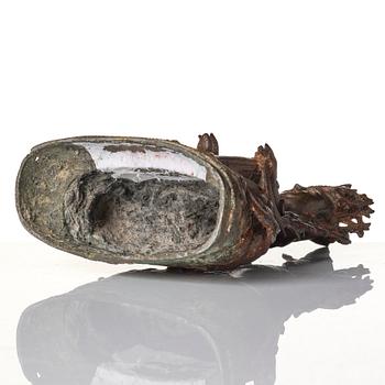 A Chinese bonrze figure of a Budha, probably late Ming dynasty 17th century.