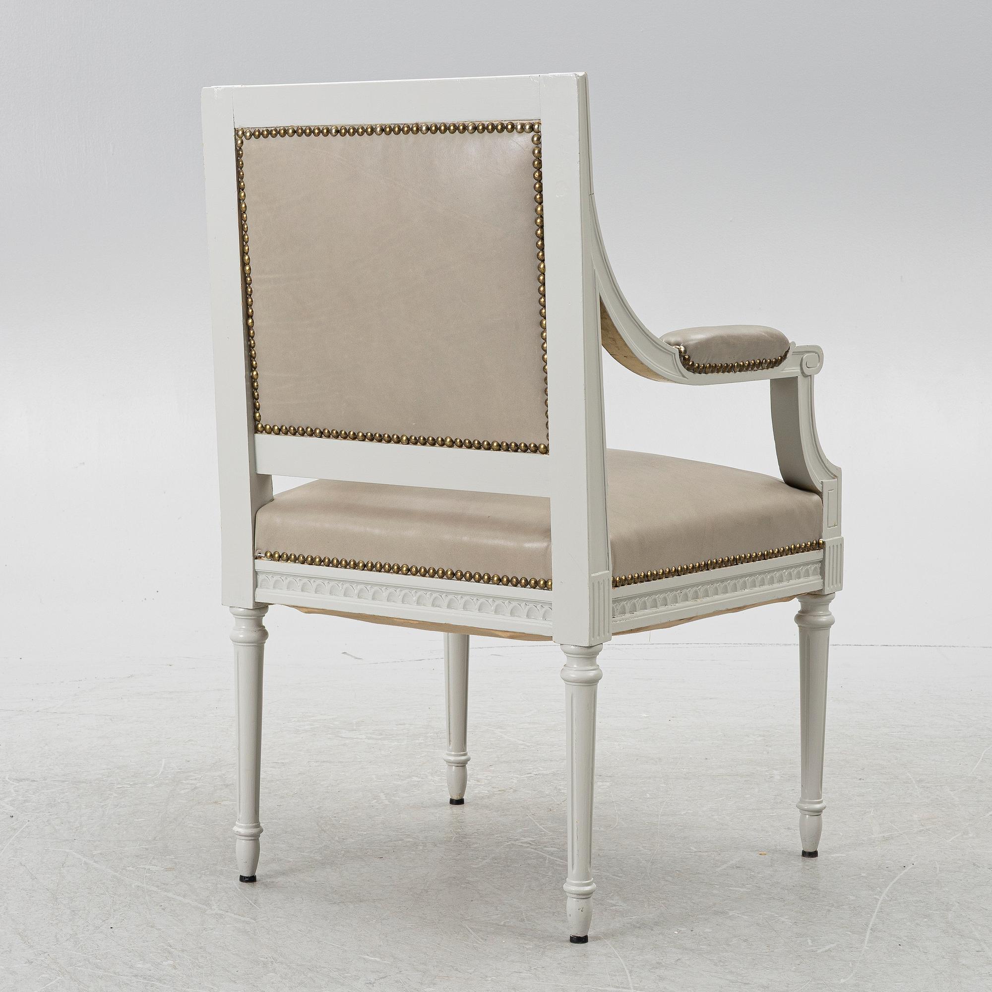 A Late Gustavian style armchair, second half of the 20th century.