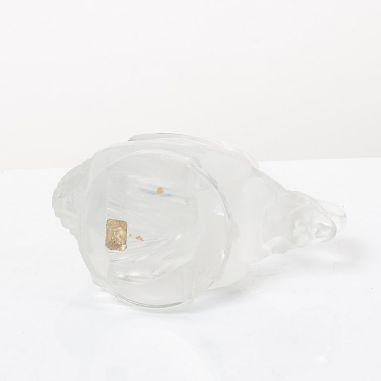 9 glass figurines, Lalique, France.