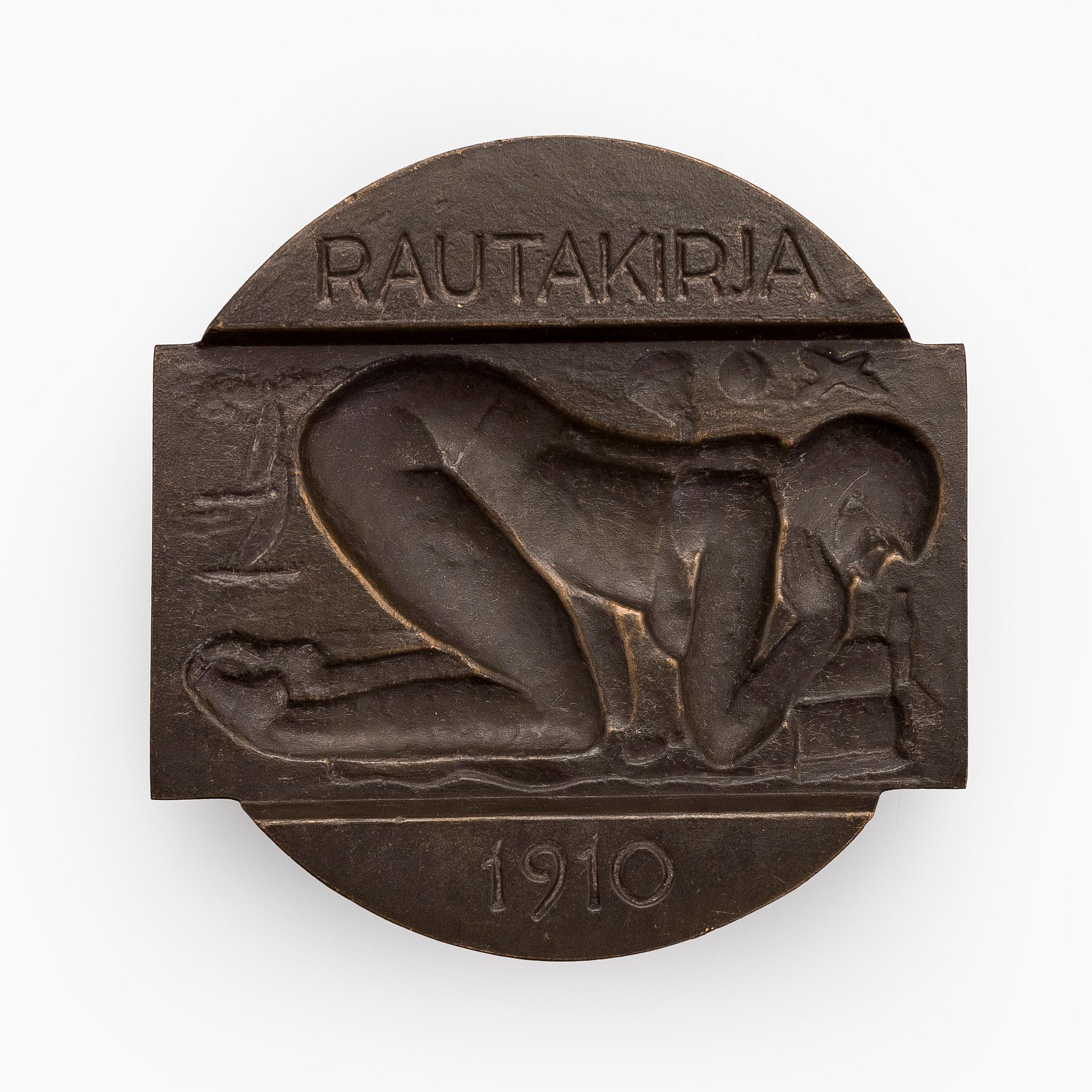 Kauko Räsänen, medalj, "Rautakirja 1910", signerad Kauko Räsänen 1985.