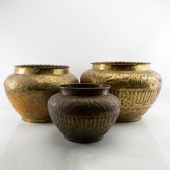 Outer casings 3 pieces in Egyptian Revival style 20th century brass.