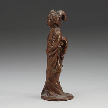 A Japanese gilt and lacquered bronze figure of a court lady, Meiji, ca 1900.