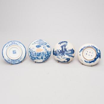 A set of six Chinese porcelain ink boxes.