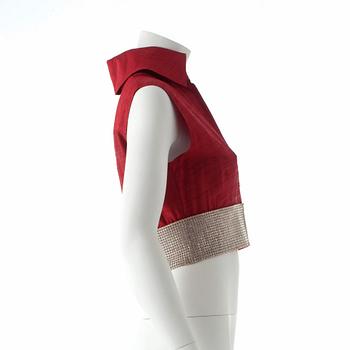 DOLCE & GABBANA, a red vest / top with decorative chrystal beading.