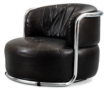 112. A Geoffrey Harcourt chromed steel and black leather easy chair, Artifort, Holland 1970's.
