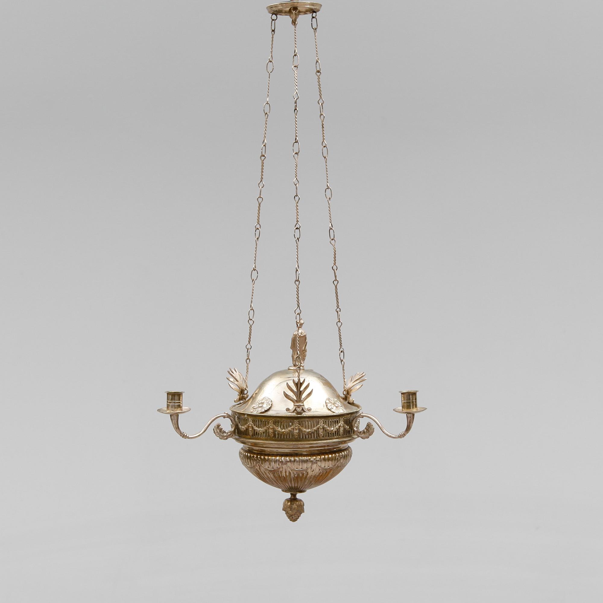 TAKLAMPA, pläter, Ryssland, 1800-/1900-tal. Höjd ca 65 cm.