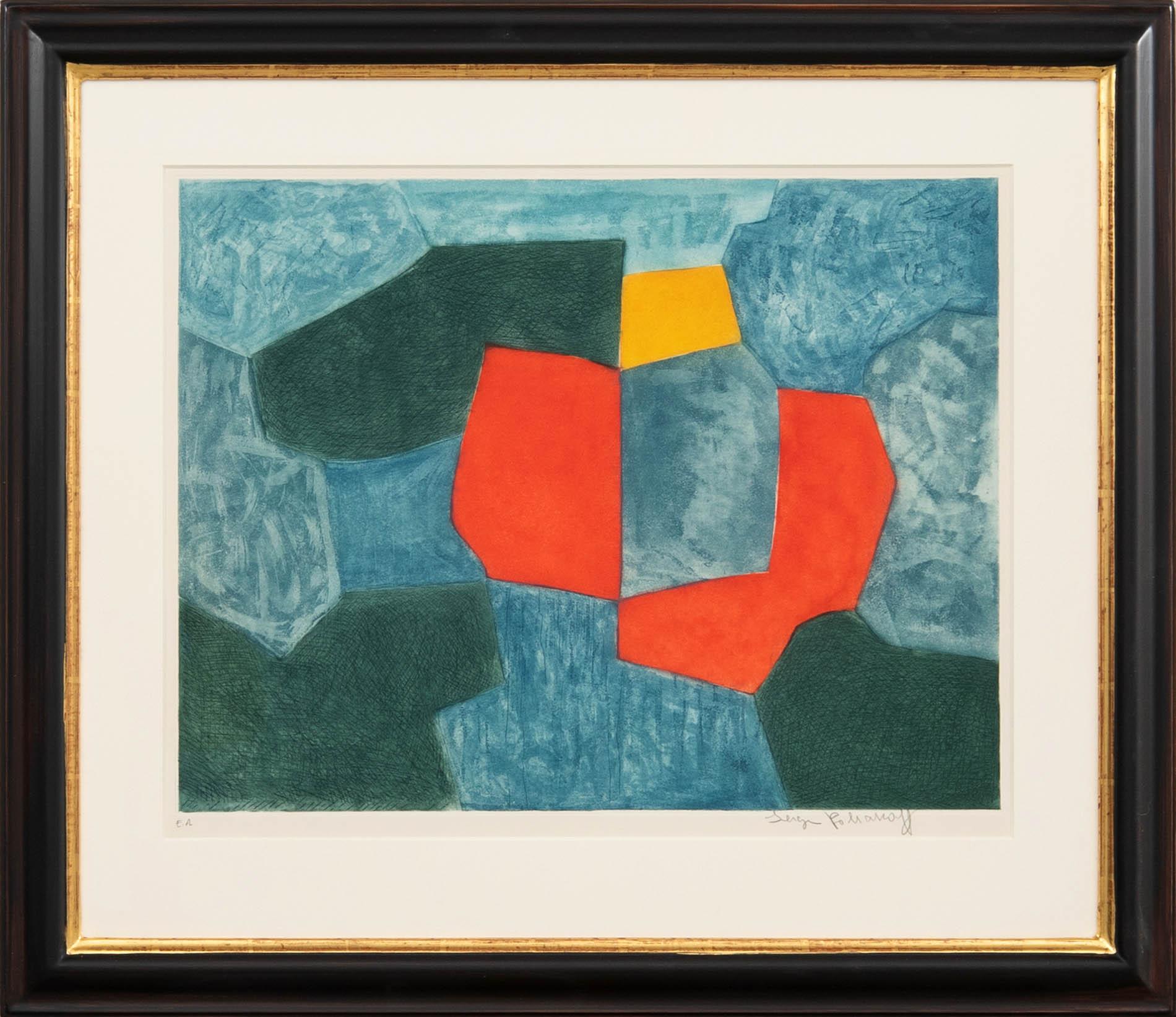 Serge Poliakoff, "Composition green, blue, red and yellow" 1968.