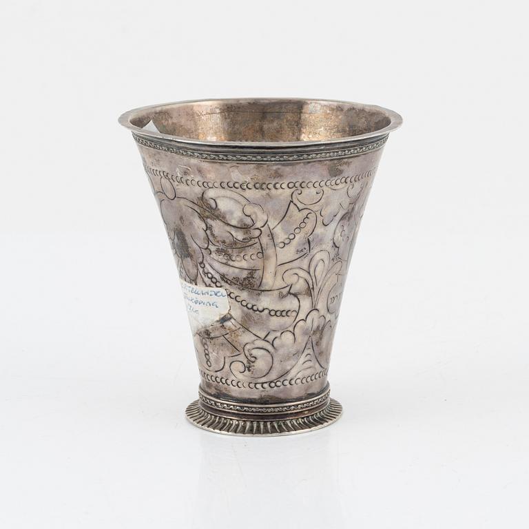 Carl Petter Tellander, a silver beaker, Jönköping, 1742.