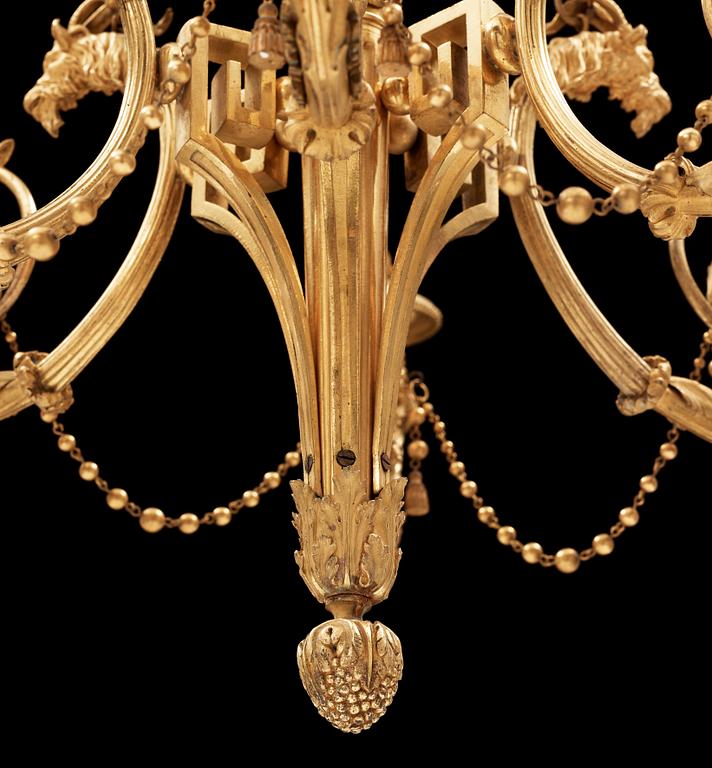 A Louis XVI-style 19th century six-light gilt bronze hanging-lamp.