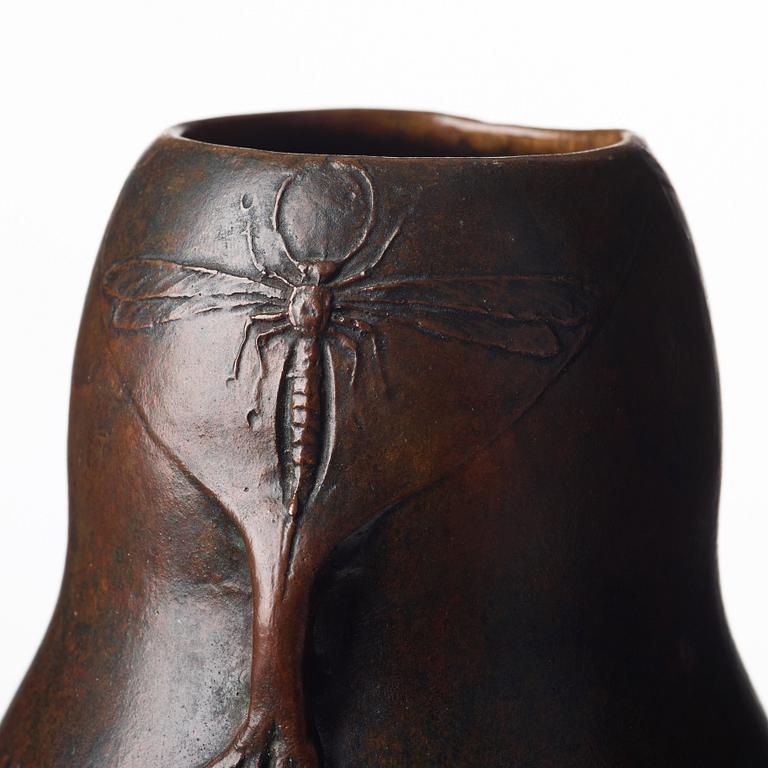 Hugo Elmqvist, an Art Nouveau patinated bronze vase, Stockholm, early 1900's.