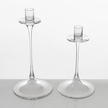 Nils Landberg, ljusstakar, 5 st, glas, Orrefors.