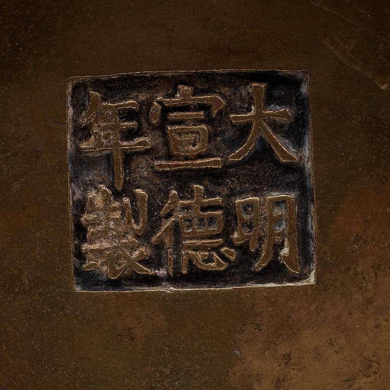 RÖKELSEKAR, brons.  Qingdynastin (1664-1912).