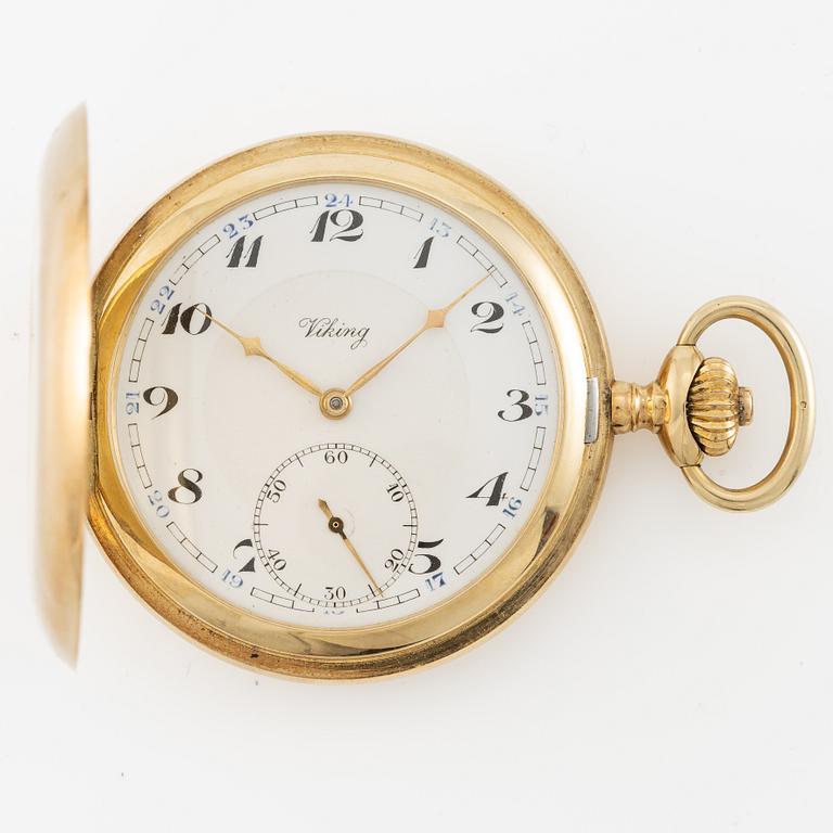 Pocket watch, 14K gold, Viking, hunter, 51.5 mm.