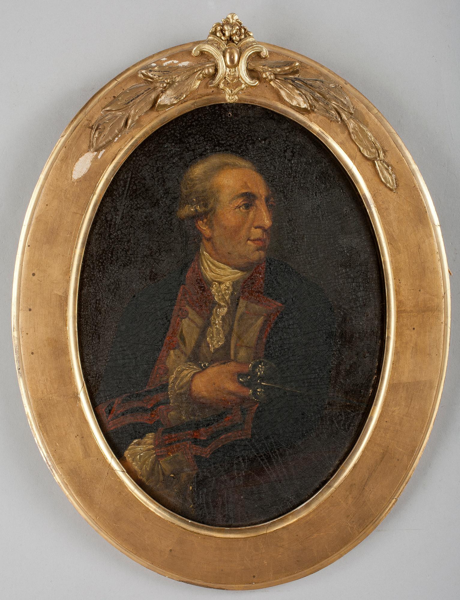 OKÄND KONSTNÄR, olja på pannå, 1700-tal.