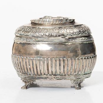 A Swedish silver Empire sugar box, mark of Jacob Gustaf Bursell, Jönköping 1834.