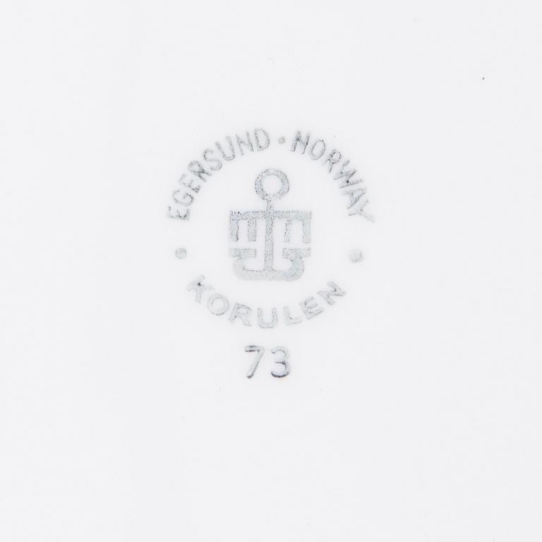 UNNI MARGRETHE JOHNSEN, A 35-pcs set of the 1970s 'Korulen Solsikke' dinnerware for Egersunds Fayancefabrik, Norway.