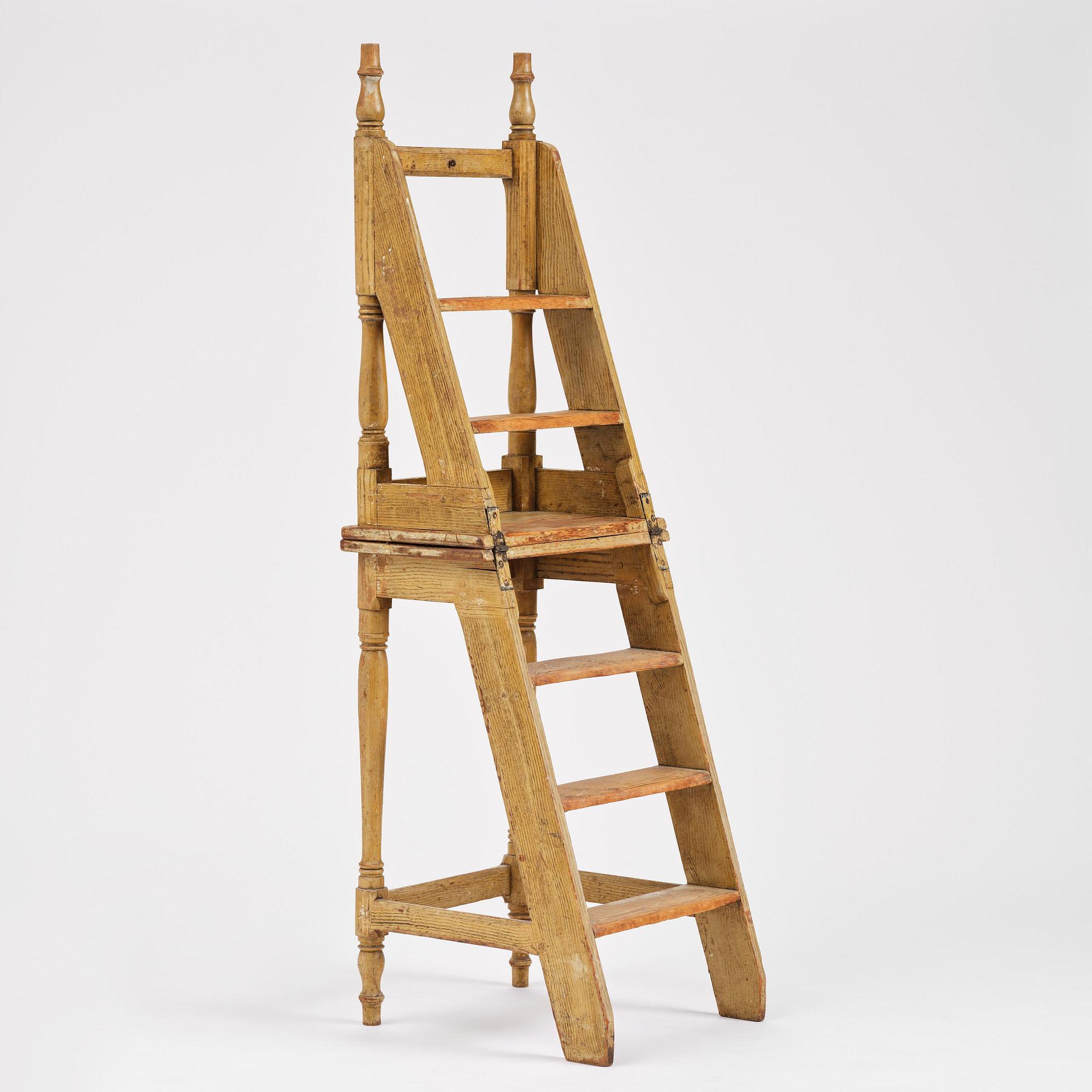 A late baroque library-ladder, mid/later part 18th century.