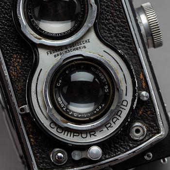 SPEGELREFLEXKAMERA, Rolleiflex compur rapid, nr 884758, Franke & Heidecke, Tyskland. 1900-talets mitt.