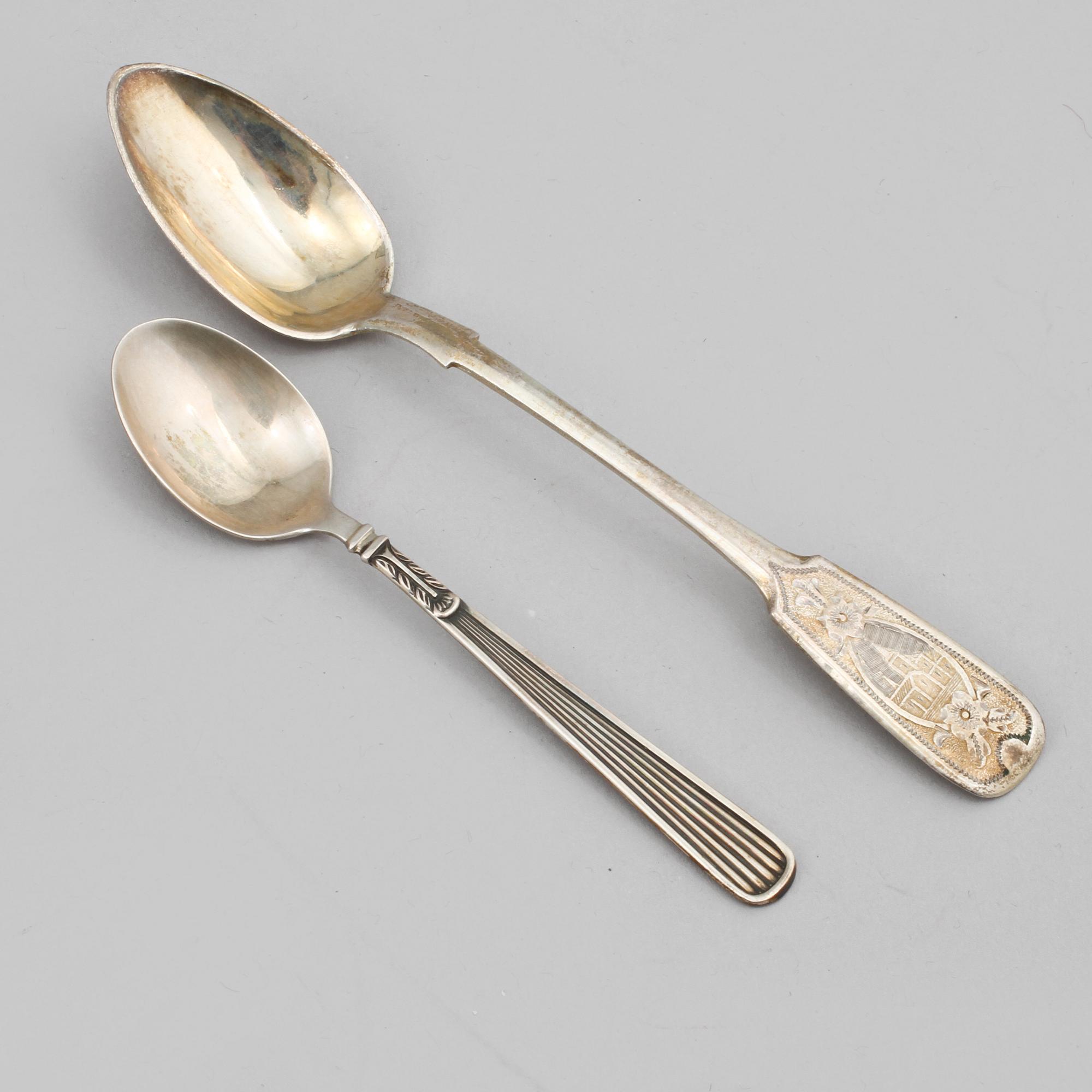 KAFFESKEDAR, 24 st, silver, Sverige, Ryssland och importstämplat, 1800- och 1900-tal, vikt 287 g.