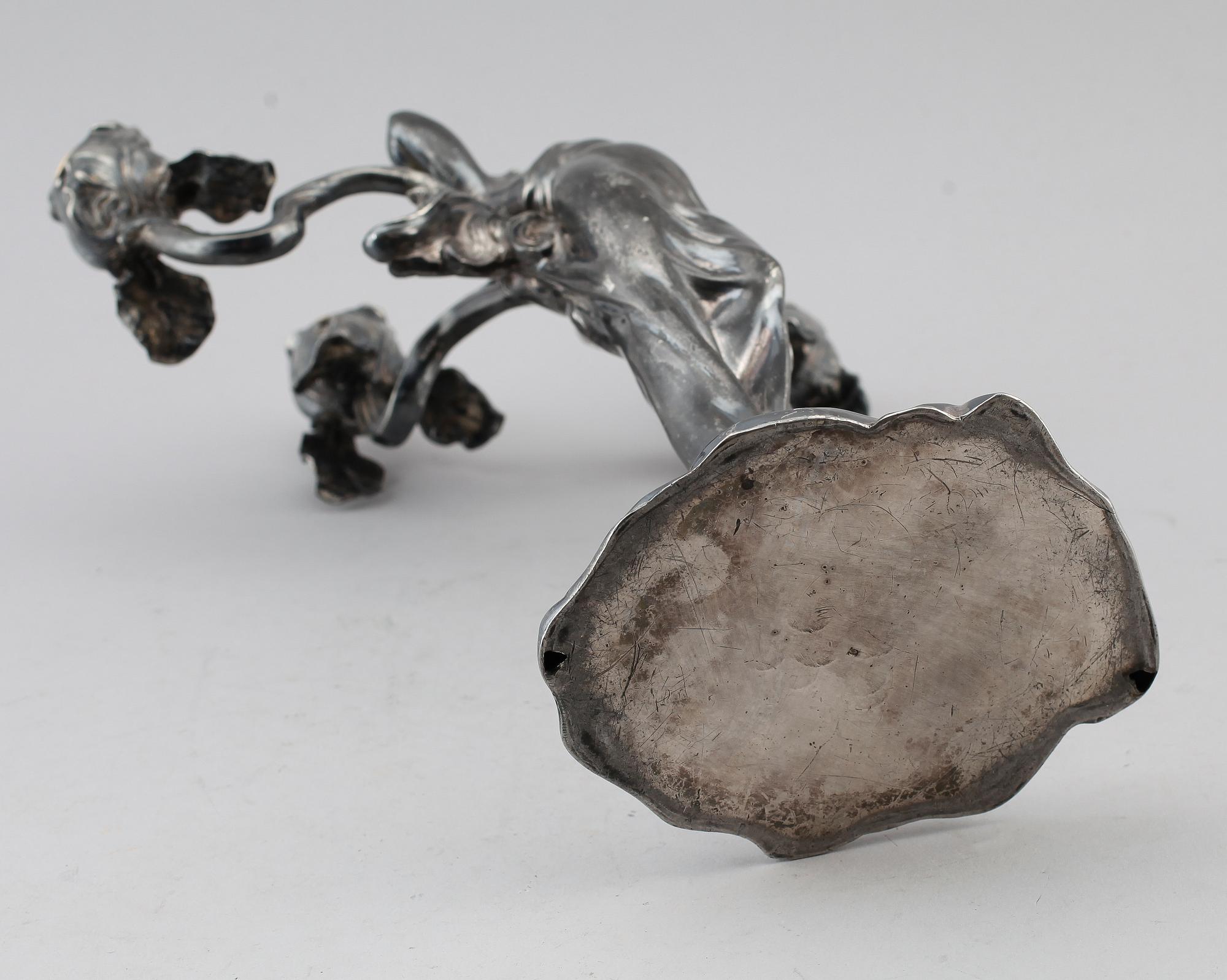 LJUSSTAKE, försilvrad metall, Claude Bonnefond, 1900-talets början.