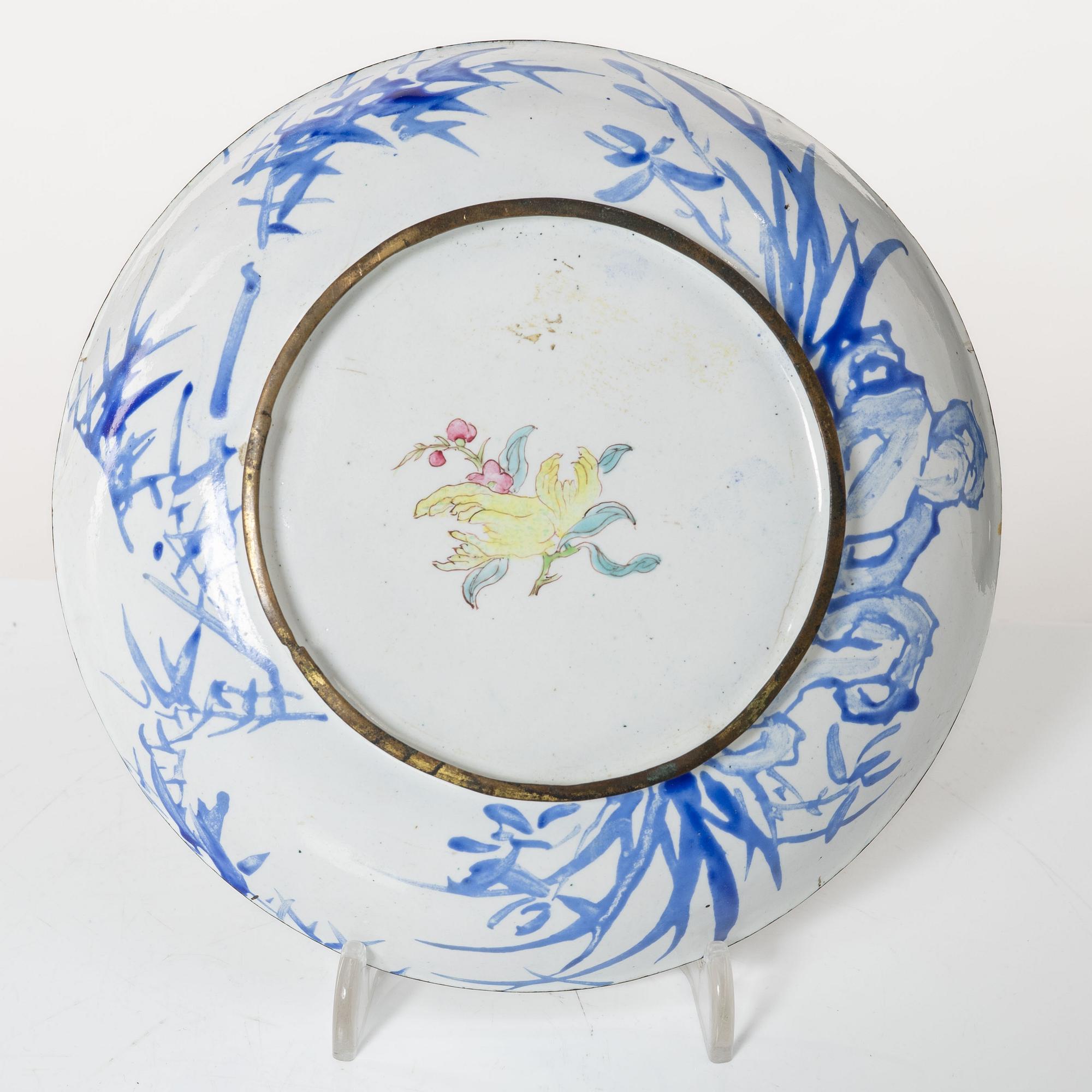 A fine Canton enamel 'landscape' dish, Qing dynasty, 18th Century.