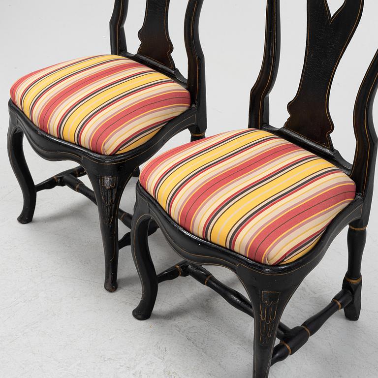 A pair of rococo chairs by J. Mansnerus (master in Stockholm 1756-79).