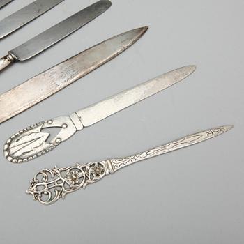 PARTI SILVER, bl.a Gösta Helenius, Åbo, 1938, vikt exklusive delar innehållandes metall ca 323 gram.