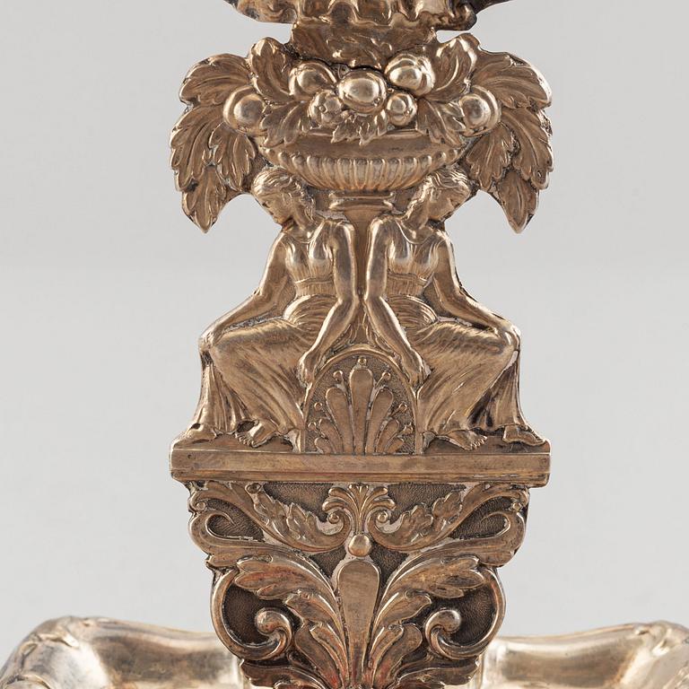 A swedish silver pocket watch stand, mark of William Lyon Gothenburg 1857.