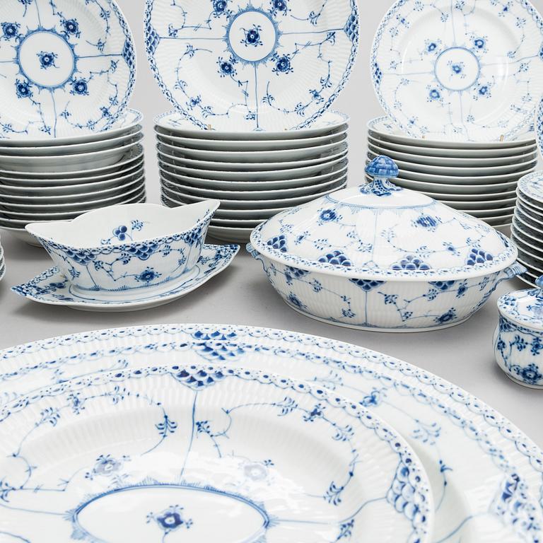 A set of 75 pieces Royal Copenhagen Blue Fluted Half-lace porcelain.