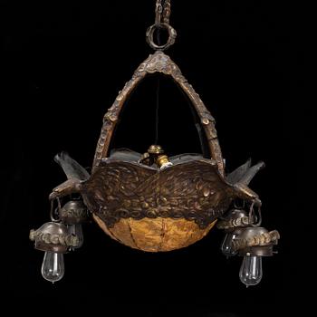 ALICE NORDIN, attributed to, 1910-/20's brass ceiling light, Böhlmarks lampfabrik.
