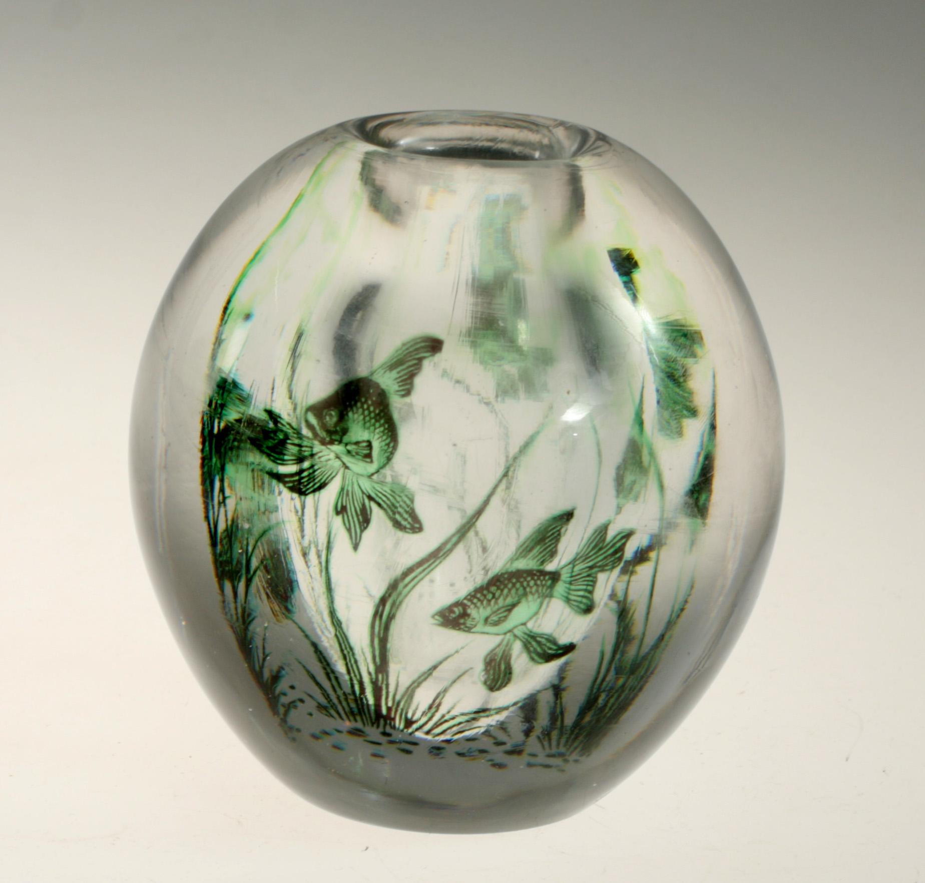VAS, glas. "Fiskgraal", Edward Hald, Orrefors. Provexemplar trol 1936.