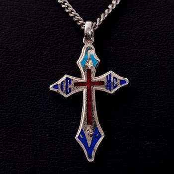 HÄNGE, silver, emaljering, ryska stämplar, 1900-talets början.