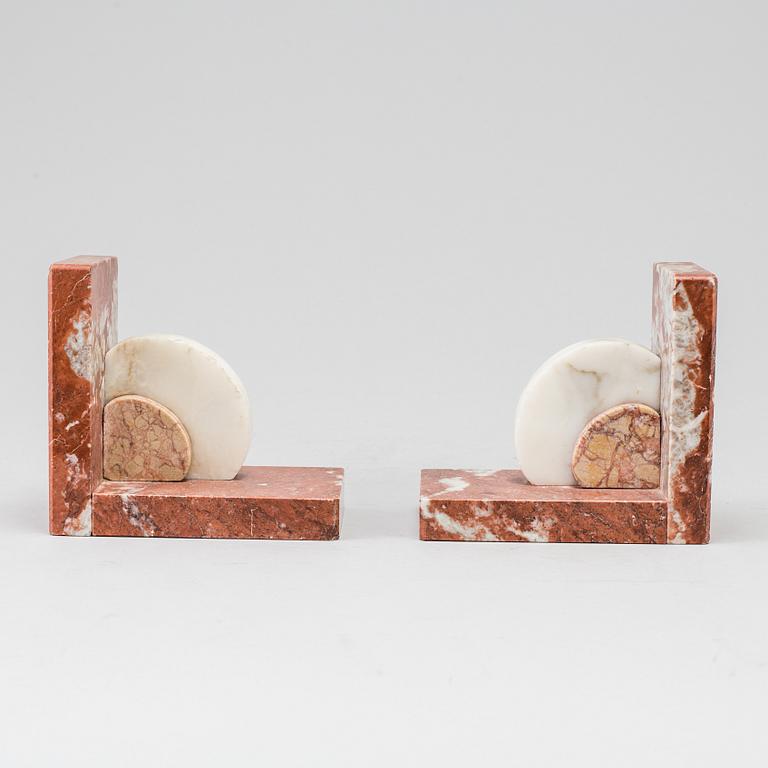 A pair of art déco marble book ends.