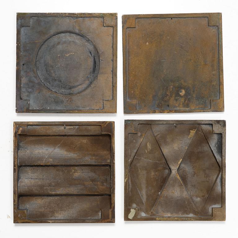Svensk Metalldesign, väggplaketter, 4 st, brons.