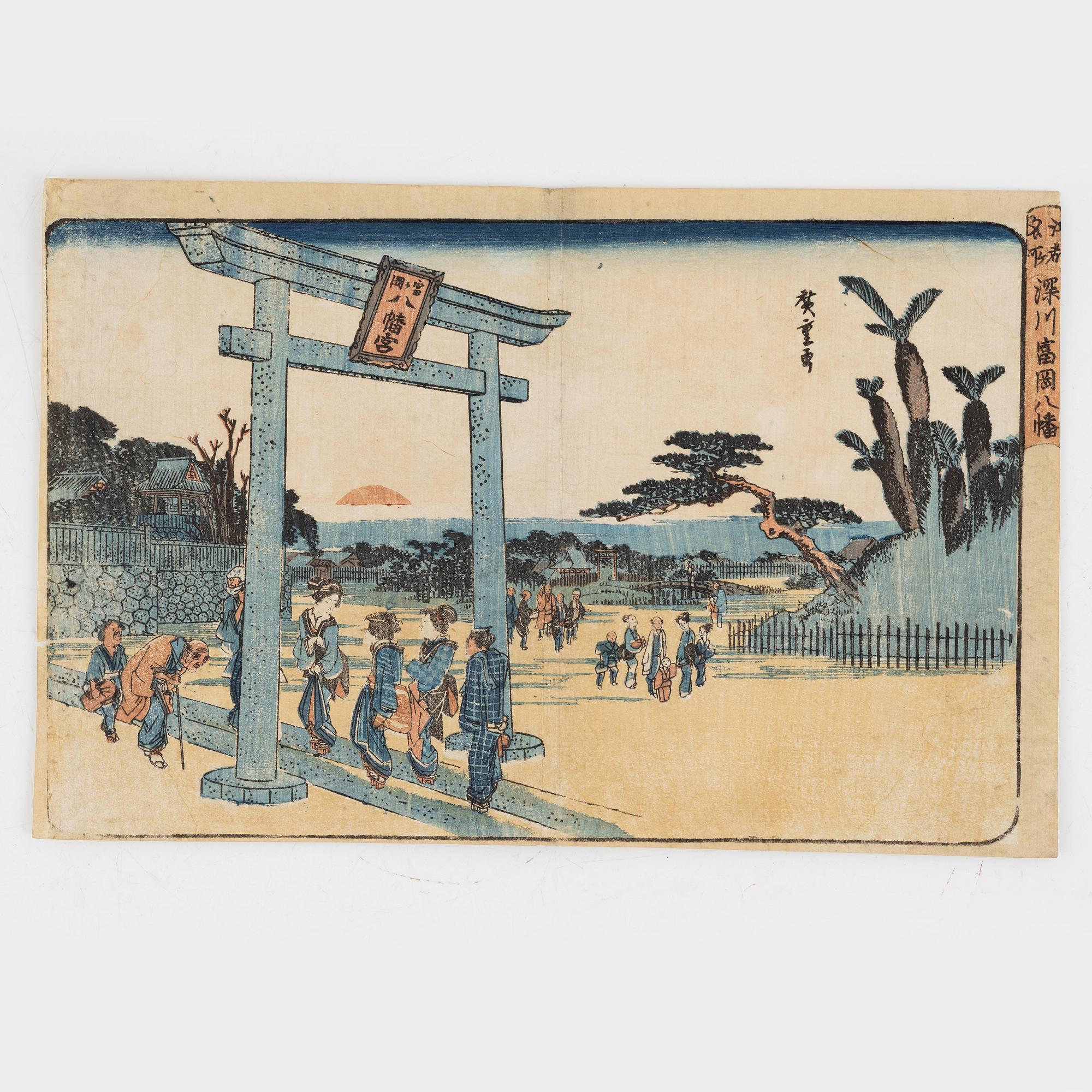 Ando Utagawa Hiroshige, after, four woodblock prints.