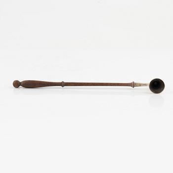 An English silver and wood candle snuffer, mark of David R. Mills, London 1951.
