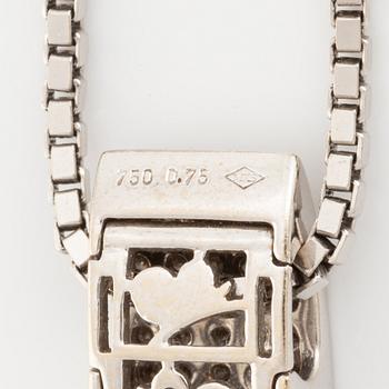 White gold and brilliant cut diamond necklace.