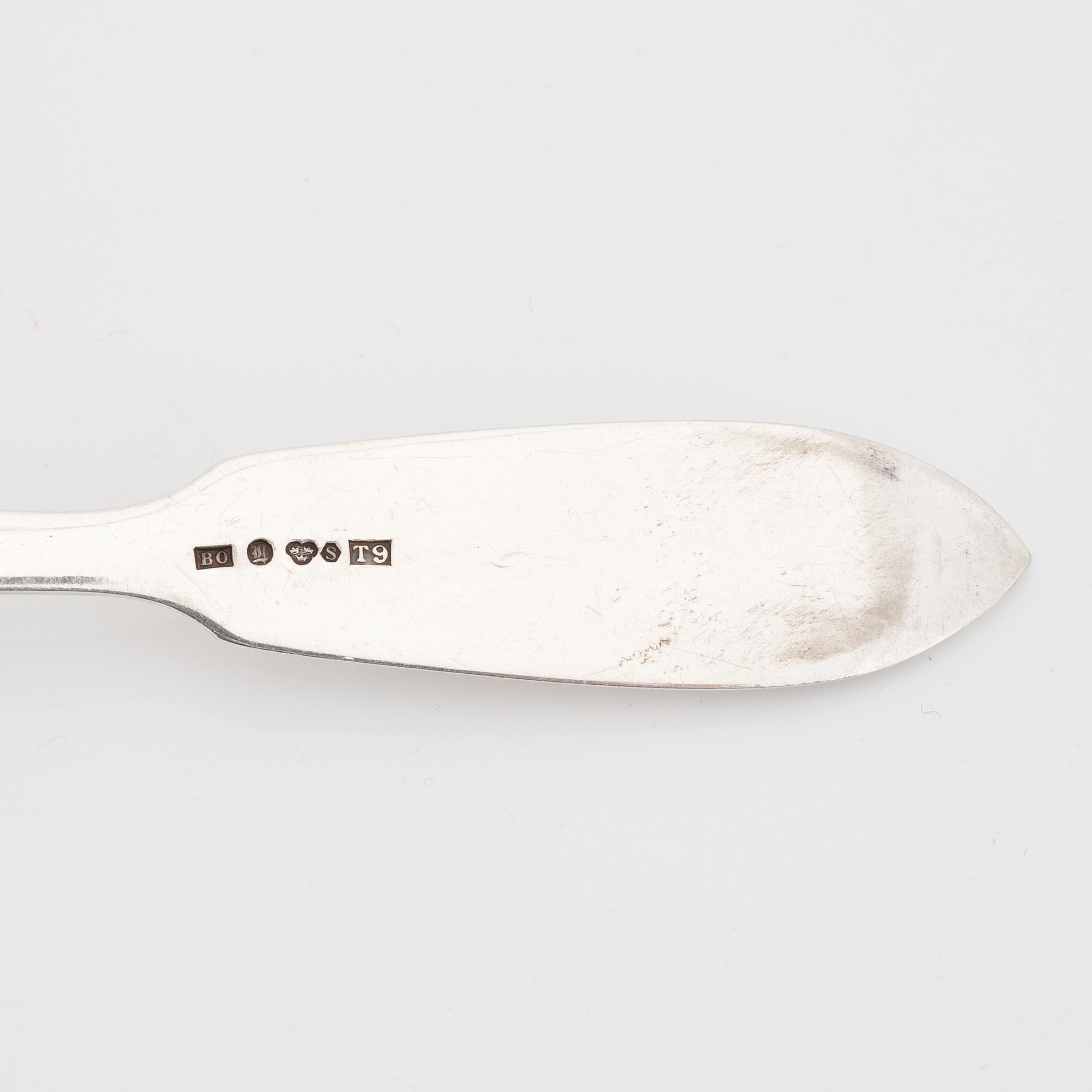 Swedish silver cutlery and napkin rings, including mark of Fritz Olsson, Luleå 1966 (9 pieces).