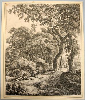 KOPPARSTICK, Anthonie Waterloo, monogramsign. i plåten, 1600-tal.