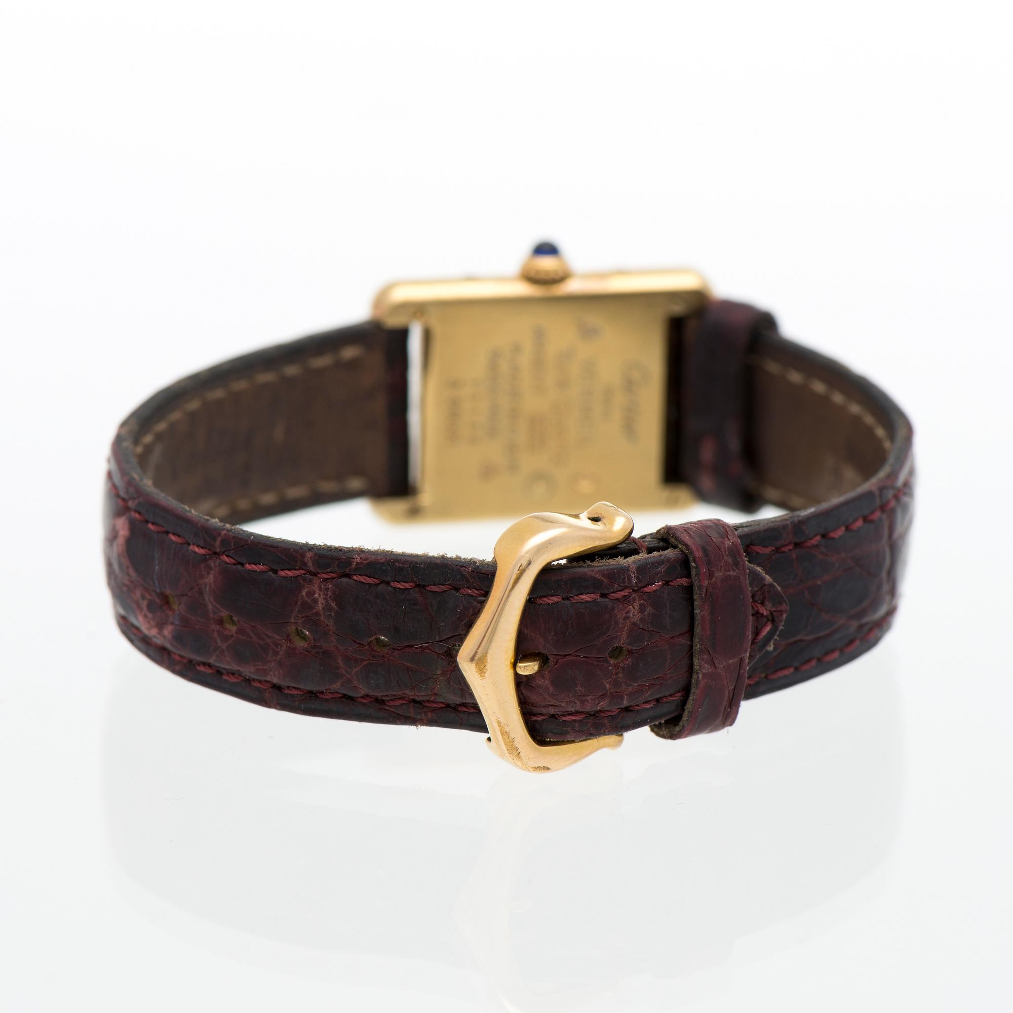 CARTIER, must de Cartier Tank, rannekello, 20 x 20-28 mm.