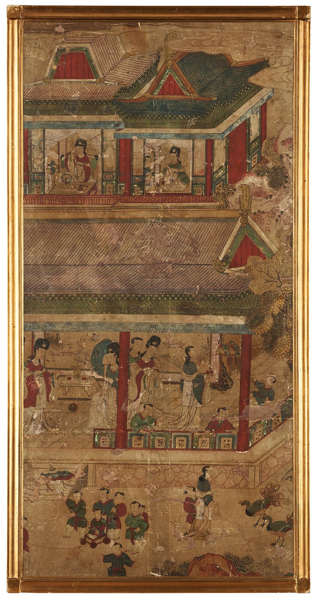 Two paintings with court-scenerys, ink and colour on paper, Qing dynasty, presumably 17th Century.