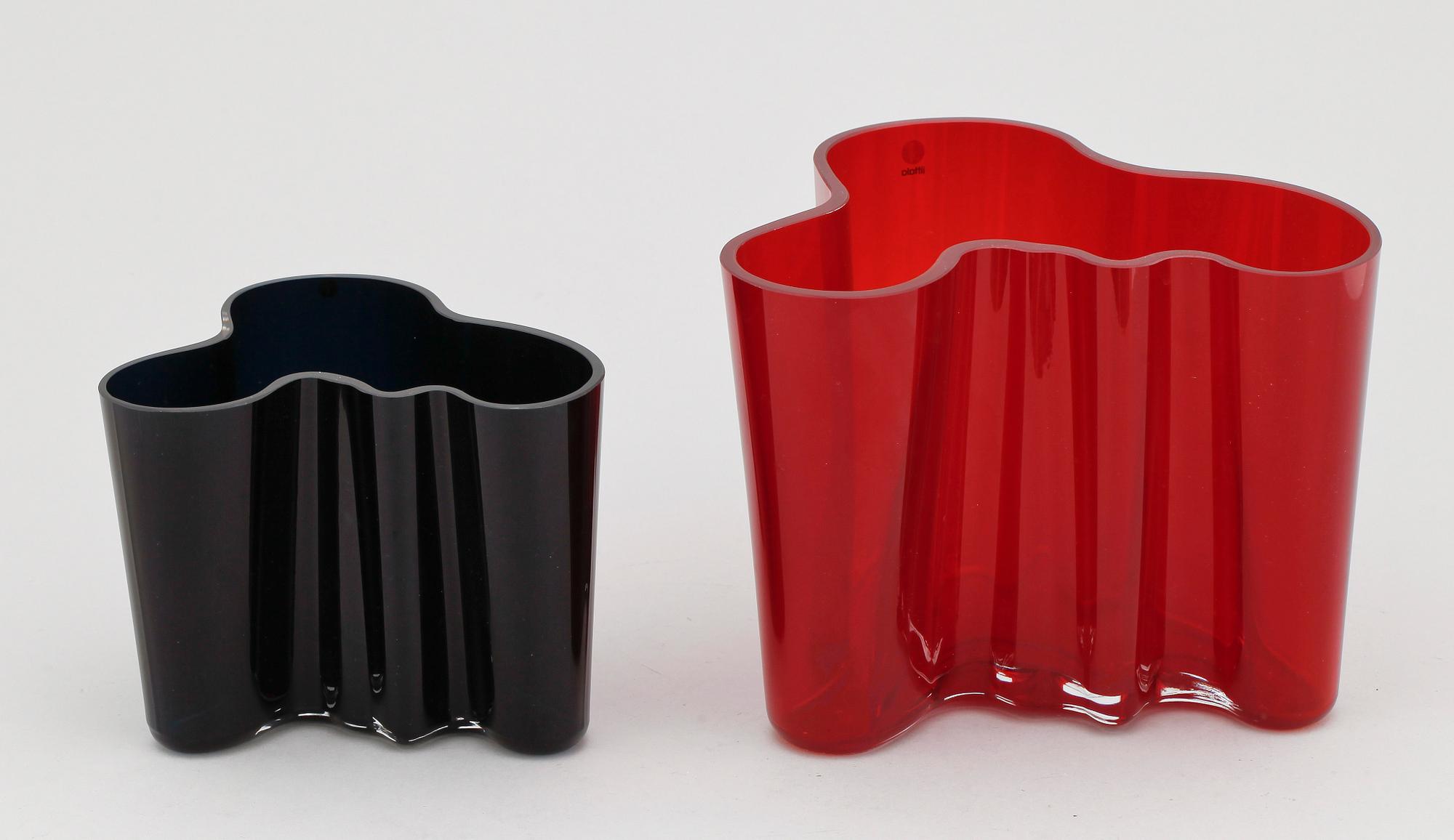 VASER, 2 st, glas, Savoy, Alvar Alto, Iittala.