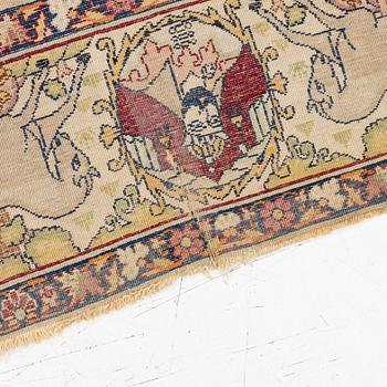 An antique Kerman Laver rug, South Persia, signed c.206 x 133 cm.