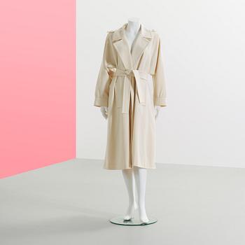 COAT, Yves Sain Laurent, creme colored wool blend, size 36.